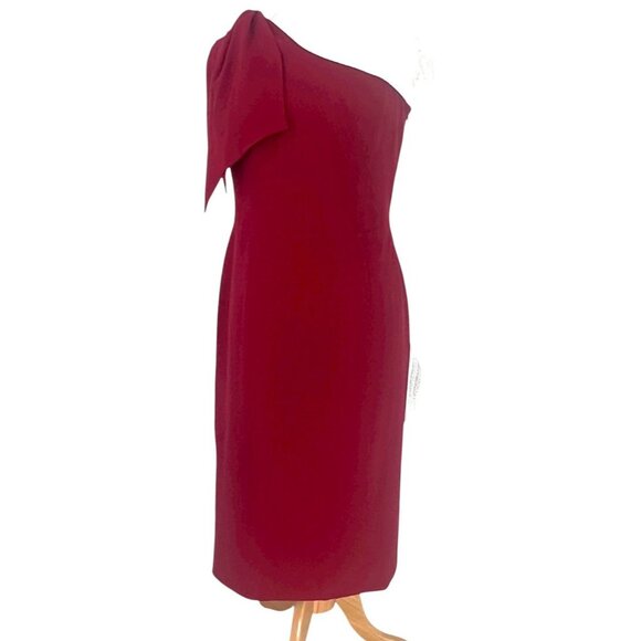 Dress The Population Tiffany One-Shoulder Midi Dress Garnet Red Size XL NWT - Picture 16 of 16